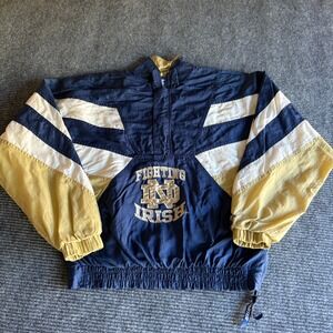 Vintage Starter Notre Dame Fighting Irish Kids XL Windbreaker Pullover Navy Gold